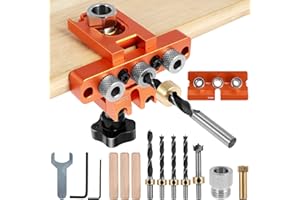 Deuson Dowel Jig Kit 3 w 1, ze stopu aluminium, precyzyjna lokalizacja otworów, przenośna prowadnica pozycjonowania dziurkacza z wiertłem 8 mm, 10 mm, 15 mm, szablon do obróbki drewna