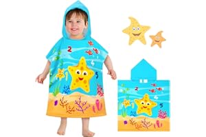 VOBUKE Kids Hooded Towel Poncho for kids Beach Towel Swimming Pool Towel Surfing Towel Ultra Soft Absorbent with Storage Bag for Girls Boys Children Toddler 0-7 Years Old