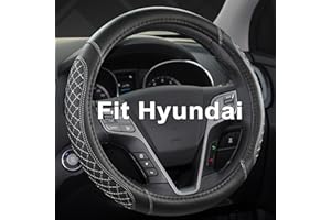 ‎GIANT PANDA GIANT PANDA Leder Auto Lenkradbezug für Hyundai Tucson,Santa Fe,Kona (Diamantquilt-Schwarz+Grau-M)
