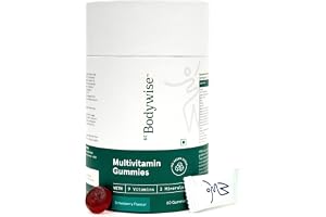 Be Bodywise Multivitamin Gummies With Fibre, Zinc, Iron & Biotin Vitamin D3, B6, E & A Boosts Energy & Stamina, Improves Immunity & Skin Health Vegan, Gluten & Gelatin Free, 1 count, 60 Servings
