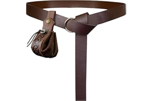 HiiFeuer Cintura medievale ad anello con borsa nordica retrò con coulisse, cintura rinascimentale in ecopelle e borsetta per il GRV (marrone C)