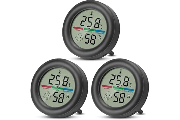 Thlevel Intérieur Thermomètre Hygromètre Température Humidité Testeur Numérique Portable avec Indicateur de Niveau de Confort et Support pour Bureau Cuisine Incubateurs 3 Pièces