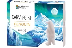 STUDIOSTONE CREATIVE Penguin Alabaster Soapstone Sculpture Stone Carving DIY Arts Crafts Kit Kids Adults