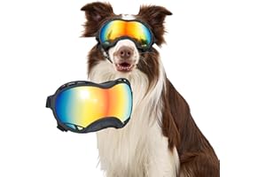 OneTigris Lunettes de soleil pour chien, coupe-vent et résistantes à la poussière, avec protection UV, durables et confortables, réglables, pour la neige, les aventures en plein air, la voiture,