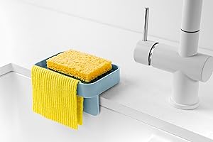 BLIMPLUS - Portaspugna Lavello Battigia L-Ocean con Ventose - Supporto Spugna Panno Asciutto su Superfici Lisce - Made in Italy