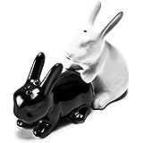 Ann Summers NP21523 brutale zout- en peperstrooier in konijnenvorm, porselein, zwart/wit, 10,5 x 9,6 x 9,8 cm, 1 stuk