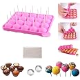 Moule à Cake Pops En Silicone - 20 Bâtonnets Inclus - Pour Cupcakes, Chocolats, Sucettes - Idéal Fêtes, Anniversaires, DIY - 10