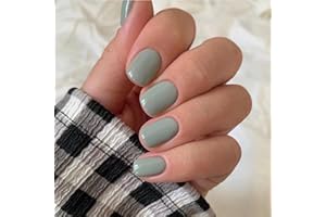 AGASAR 24pcs False Nails Short for Women, Stick on Nails Press on Nails Removable Glue-on Nails Fake Nails Women Girls Nail Art Accessories (Pee Green)