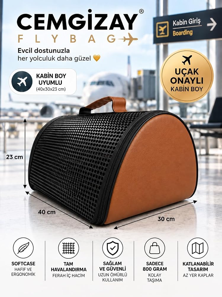 cemgizay Kedi Ve Köpek Taşıma Çantası 10 Kg Nefes 40x30x23 Kabin Boy | kabin boy softcase tasarım yüksek hava alan yapısı