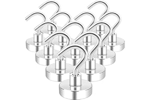 swihorab Magnetic Hooks, 12 Pcak Strong Magnetic Hooks Heavy Duty, 35lb+ Strong Neodymium Magnets with Hooks, 20 mm Metal Magnet Hooks for Cruise, Kitchen, Fridge, Hanging, Ceiling