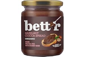 BETT'R GUILT FREE Bett’r Hazelnut Cocoa Cream - 100% Organic, Vegan and Palm Oil Free. Sweetened with Coconut Sugar - 250g