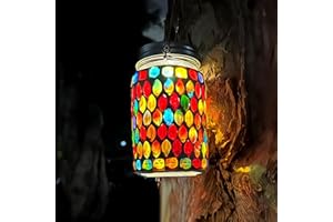 TOTHDATE 1 x Solar Mosaic Light for Outdoors, On/Off Glass Mosaic Hanging Light, Solar Lantern, Table Lamp, IP65 Waterproof, for Lawn, Path, Yard, Deck, Floor, Pond, Red Mosaic Light