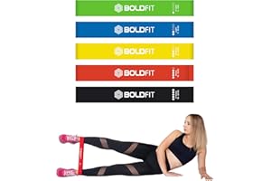 Boldfit Resistance Bands Mini Loop Set (Pack of 5) Hip Band Toning Exercise Bands for Gym Booty Belt Latex Band Theraband for Fitness, Multicolor, (RMiniloop1)