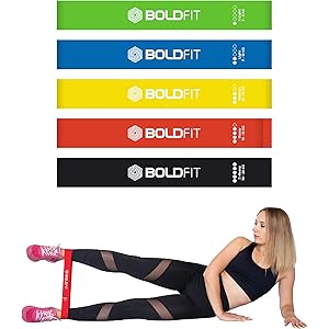 Boldfit Resistance Bands Mini Loop Set (Pack of 5) Hip Band / Toning Exercise Band for Gym Booty Belt / Latex Band / Thera Band / Theraband for Fitness, Multicolor, (RMiniloop1)