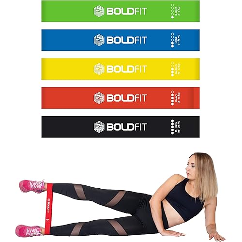 Boldfit Resistance Bands Mini Loop Set (Pack of 5) Hip Band / Toning Exercise Band for Gym Booty Belt / Latex Band / Thera Band / Theraband for Fitness, Multicolor, (RMiniloop1)