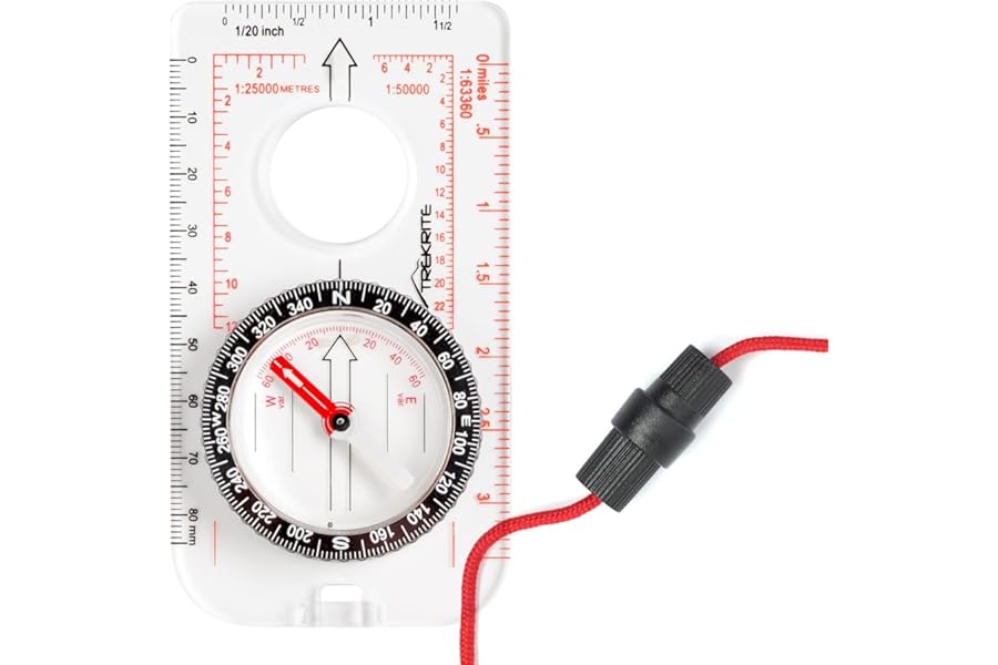 Trekrite Explorer Compass for Map Reading and Navigation - UK Based - 12 Months Guarantee - Safety Lanyard