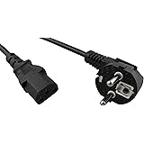 Naths Hardware® | Kaltgerätekabel 1,8m | Kaltgerätestecker auf Schutzkontakt gewinkelt | PC Netzkabel 3 Polig | Netzteil Kabe