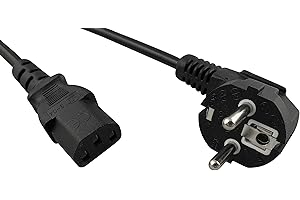 ‎NATHS HARDWARE Naths Hardware® | Kaltgerätekabel 1,8m | Kaltgerätestecker auf Schutzkontakt gewinkelt | PC Netzkabel 3 Polig | Netzteil Kabel C13 für Computer Monitor Bildschirm Beamer | Stromkabel PC Kaltgeräte