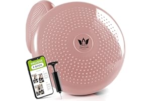 ZENONE SPORTS ZenBalance Coussin d'équilibre Balance Board, Coussin Orthopédique, Coussin d'air pour la Posture, Entraînement de l'équilibre et de la Force, avec pompe, e-book et guide, 33 cm