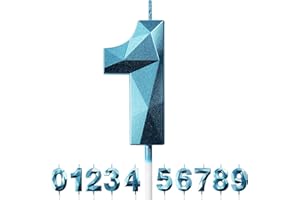 DERATTA Birthday Candles for Cakes 0-9 Number Candles Blue Birthday Cake Candles for Anniversary Birthday Party Decorations Cake Toppers Number 1 Cake Candles