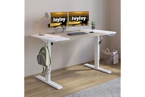 IvyIvy Scrivania regolabile in altezza - Scrivania Sit & Stand regolabile in altezza elettrica con 4 controlli di memoria (Quercia + Bianco, 76 x 160 cm)