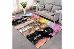 XISNUIENT Alfombra 3D Lindo Gatito Cocina Baño Entrada Puerta Mat Negro Blanco Naranja Gato Patrón Carpet Sala De Estar Hogar Decoración Niño Niñas Niños Dormitorio Antideslizante Rug (Patrón 2,160X200 cm)