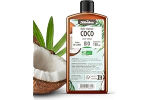 Huile de Coco Bio 150 ml - 100% Vierge - Planète au Naturel - Première pression à frois - 100% biologique - Cuisine et cosmétique