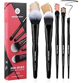 EIGSHOW 5 Pieces Makeup Brushes, Essential Basic, Powder, Foundation, Shadow, Eyeliner Brush for Daily Makeup (Black)
