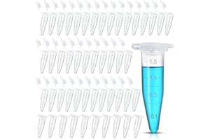 Aerzouser 50 Piezas Tubos de Centrífuga, Recipientes de Reacción, Recipiente Eppendorf, Para uso en Laboratorios(0.5 ml, 1.5 ml, 2 ml) (1.5ml)