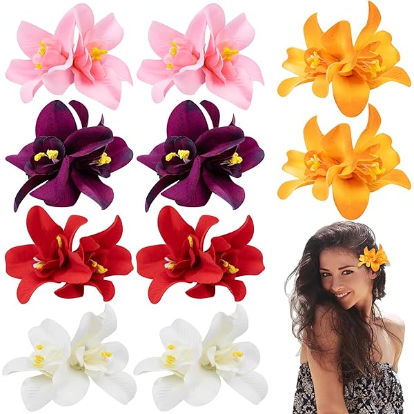 5-teiliges Böhmisches Blumen-Haarnadel-Set – Künstliche Hibiskus & Plumeria Für Strand, Hochzeit & Urlaub