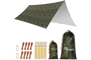 RYACO Toldo de Refugio Impermeable 3M*5M, Hamaca Tienda de campaña, portátil, Ligera, Impermeable, Refugio para Camping, Senderismo, Mochila (3m x 5m, Camuflaje)