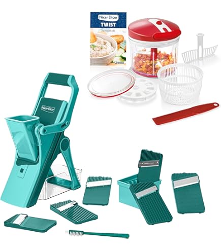 Genius Nicer Dicer Smart  14 Stuks  In Kiwi - Groentesnijder Voor Blokjes Pennen Schijven Strepen En Kwarten Incl Receptenboekje Saladesnijder Mandoline Komkommerschaaf
