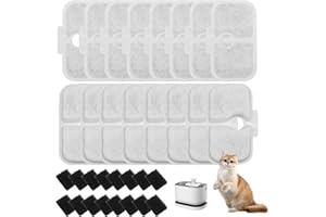 Galerie SV 32 Pièces Filtre de Fontaine à Eau pour Chat Emballé pour Fontaine à Eau pour Chat PLWF105/PLWF115/PLWF005,16 Cartouches Filtrantes et 16 Eponges en Mousse