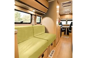 SYLC Fundas De Cojín para Caravanas con 2 Correas,Terciopelo Elástica Funda Cojin Sofa Ajustable, Capas Sofa Asiento para Auto RV Comedor (Lemon,Rectangle S)