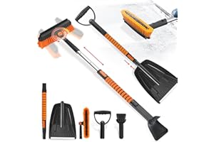 ALNILK Auto Eiskratzer mit Besen Schneeschaufel: 4 in 1 Auto Schneebürste Reinigungsbürste Abnehmbarer Schneekratzer mit Schaumstoffgriff - Schneebesen Eiskratzer für Auto,Windschutzscheibe,Fenster,SUV,LKW