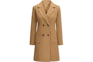 Yuson Girl Abrigo Mujer Invierno Doble Botonadura Abrigo Mezcla de Lana Grueso y CáLido Abrigos Paño Elegantes Coat con Cuello de Solapa Longitud Media Chaqueta