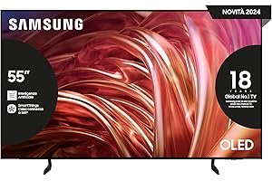 Samsung OLED TV 55" QE55S85DAEXZT, OLED HDR, Upscaling AI 4K, Processore NQ4 AI Gen2, Design Contour, DVBT-2, Q-Symphony & Dolby Atmos, Gaming Hub, Graphite Black, 2024
