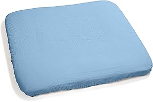 pic Bear Wickelauflagen Bezug 75x85cm - 100% Musselin Baumwolle, Elastischer Gummizug, Sanft & Schützend - Komfort für Babys (airy blue)