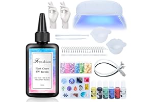 FRENSHION Mise à niveau 100G 45S Pigment de couleur en résine UV dure transparente à durcissement rapide + gant pour DIY Home Professional Casting & Coating Bijoux artisanaux Boucles d'oreilles Collier Bracelet