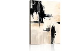 WENGTIAO Stampa su Tela Pittura a inchiostro Minimalista Con Cornice Quadro su Tela Astratto Nero Beige Bianco Grigio Quadri Moderni Soggiorno Casa Camera da Letto Pittura Decorazioni Parete 30x40 cm