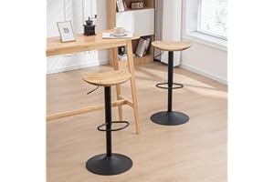 Kidol & Shellder Sgabelli da bar Set di 2 Sgabelli in Legno Massiccio Regolabili in Altezza a 360° con Base Girevole in Metallo Facili da Montare Piani di Lavoro Moderni e Industriali per la Cucina…