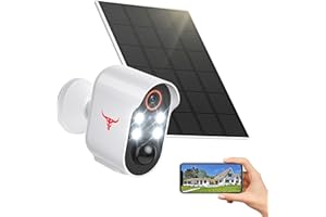 FISHBOT 1080P Wireless Security Camera, Outdoor/Indoor Home Cam with 2-Way Talk, AI Human Detection, Battery Powered, 2.4G WiFi, Cloud Storage, Night Vision (4 Spotlights with Solar Panel)