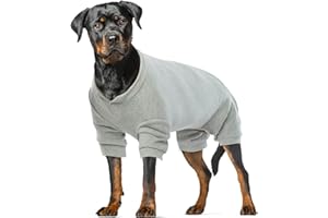 PUMYPOREITY Hund Onesie, Hundepyjama Hunde Schlafkleidung Kleidung Weich Puppy Strampelanzug Hund 4-beinige Jumpsuit Bodysuit HundBekleidung mit Lange Ärmel(Grau, 2XL)