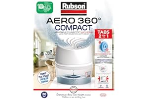Rubson AERO 360° Absorbeur d'humidité Compact (1 appareil + 1 recharge de 450 g) – Déshumidificateur d'air anti-odeur – Absorbeur anti-humidité & condensation