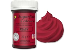 ‎SUGARFLAIR COLOURS Sugarflair Lebensmittelfarbe Pasta Ruby, Pasta Lebensmittel Farbe für Fondant und Marzipan, Spectral Concentrated Paste Colours - 25g