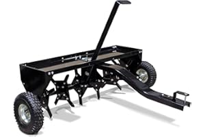 Wiltec Aerifizierer 90 cm für Aufsitzmäher, Rasenlüfter mit 7,6 cm Arbeitstiefe, Rasenbelüfter aus Stahl mit Kupplung für Rasentraktor