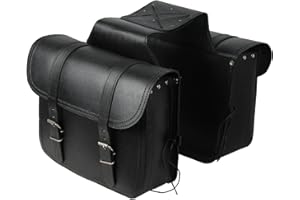 LOVO Alforjas Laterales de Cuero para Moto 14 x 2 litros