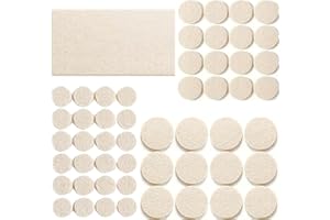 MOEM&AN Fieltro Adhesivo para Muebles Mas Grueso 53uds | Protector Patas Sillas |Almohadillas de Fieltro Redondas (22mm,30mm,40mm)+1 Hoja Recortable (20x10cm) |Adhesivo Extra Fuerte |Beige (Beige, 53uds)