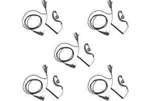 TechSide TSAU-M+ Microfono Auricolare Avvolgente 2 pin Midland | Radio ricetrasmittenti | Compatibile G7 pro G8 G9 pro M24 plus M48 M99 G6 XT G7 XTR ICOM Intek | Vigilanza Sicurezza SoftAir (5 Pz)