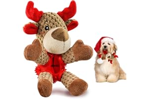 Huahuanghui Plüschtier Hund Plüsch Kauspielzeug, Interaktives Hundespielzeug, Hundespielzeug Quietschend für Große Kleine Hunde Aggressives Kauen (Elch)